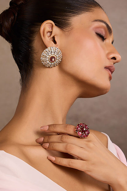 Ruby Pink Diamond Studs Earrings 