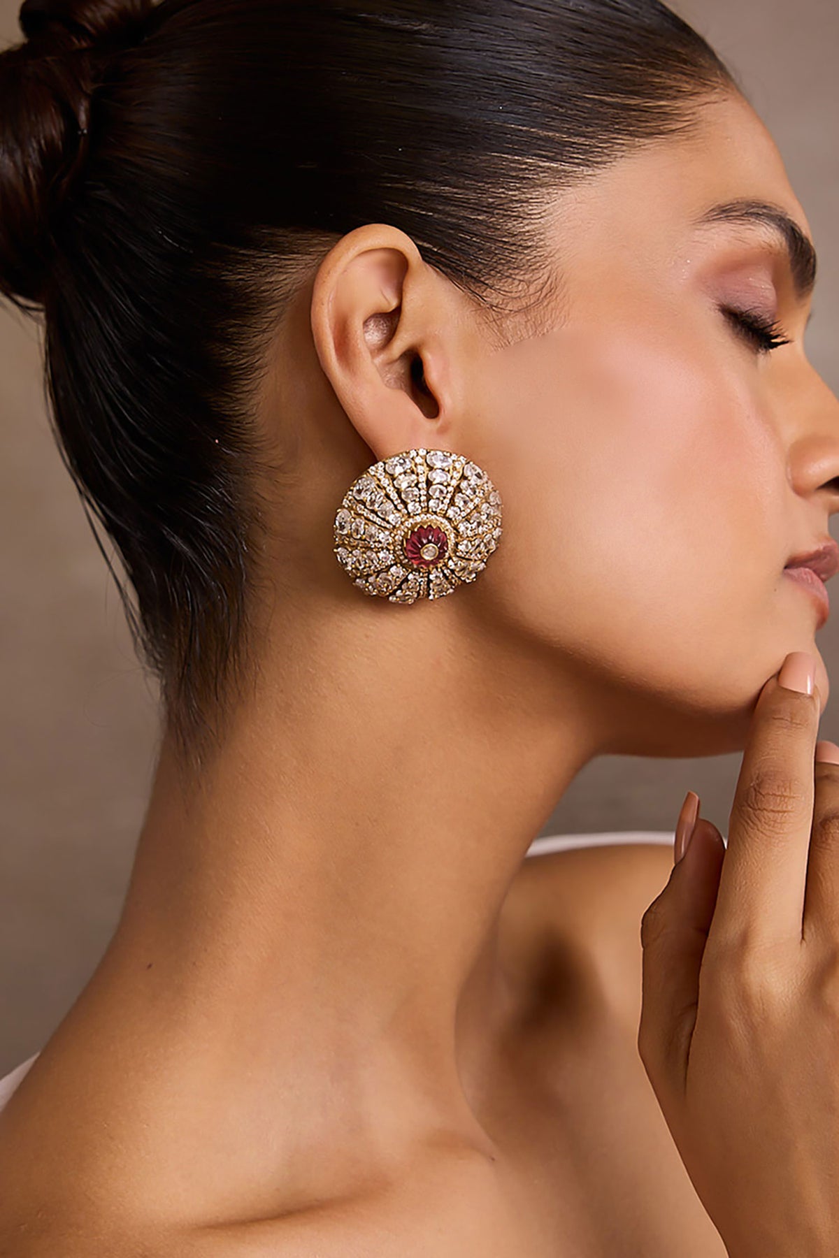 Ruby Pink Diamond Studs Earrings 