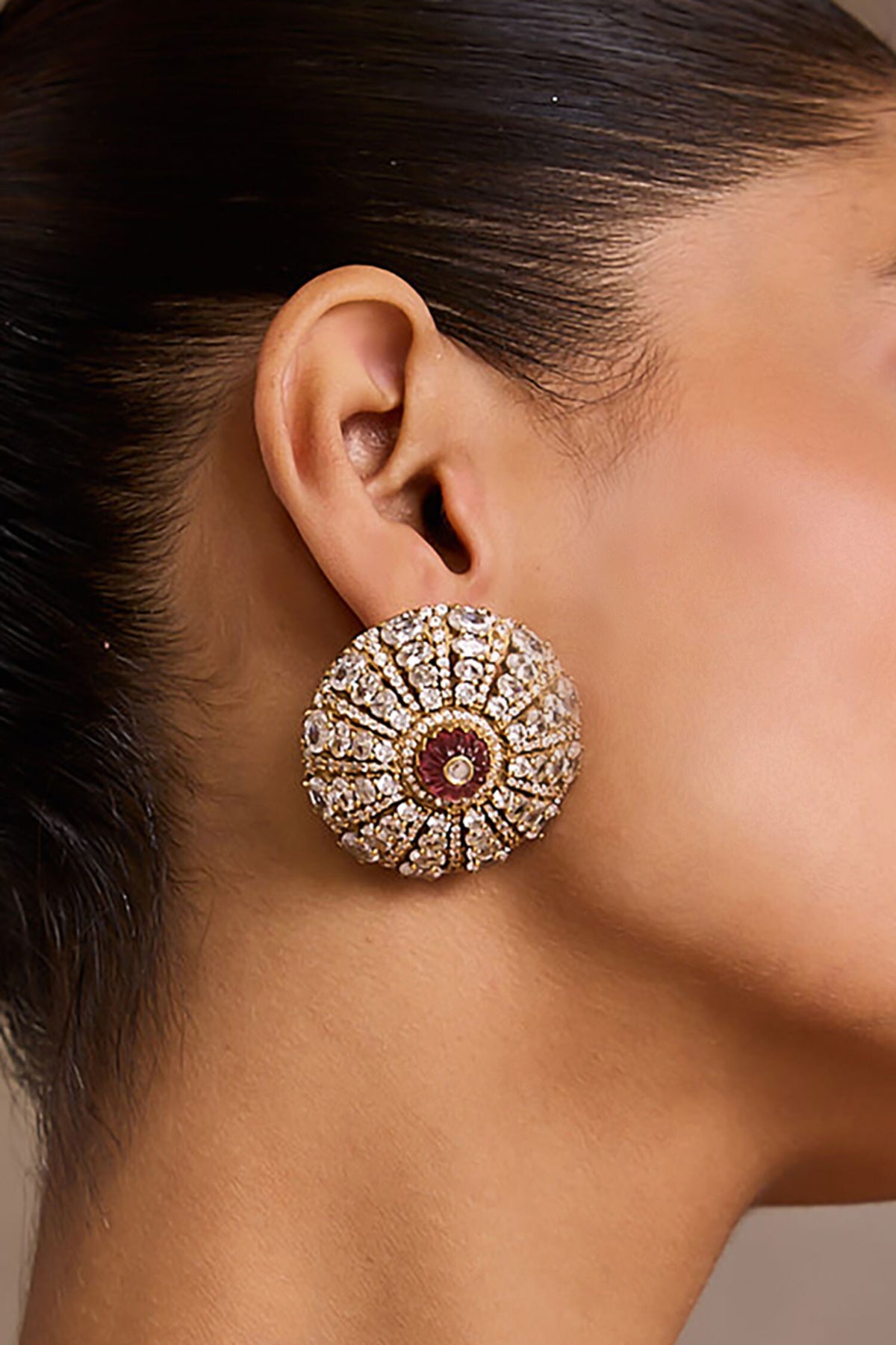 Ruby Pink Diamond Studs Earrings 