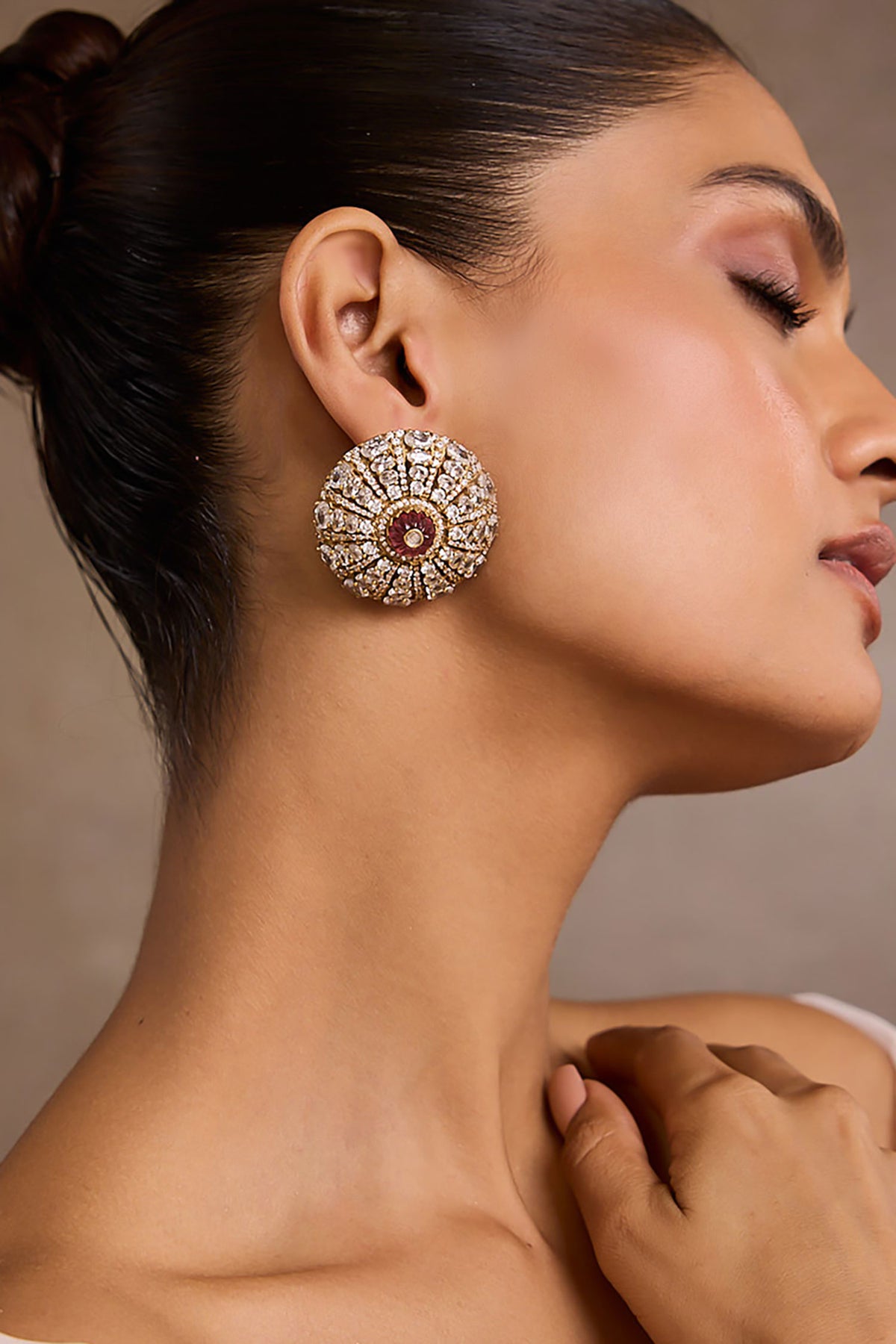 Ruby Pink Diamond Studs Earrings 