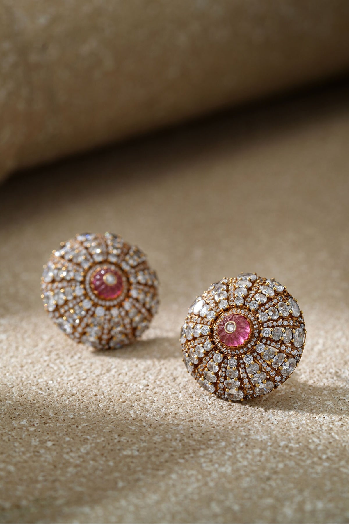 Ruby Pink Diamond Studs Earrings 