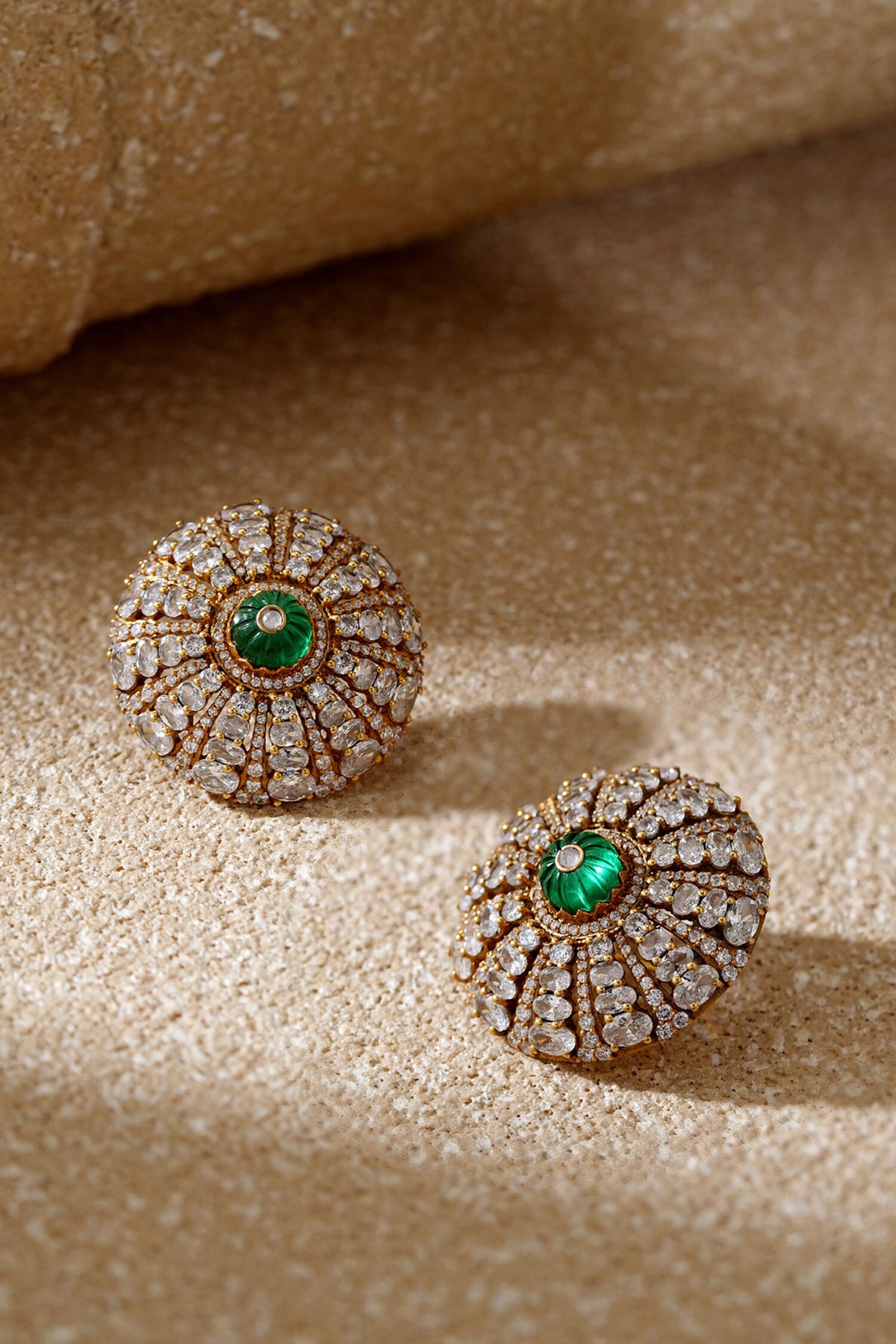 Emerald Green Diamond Stud Earrings 