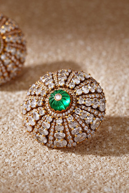 Emerald Green Diamond Stud Earrings 