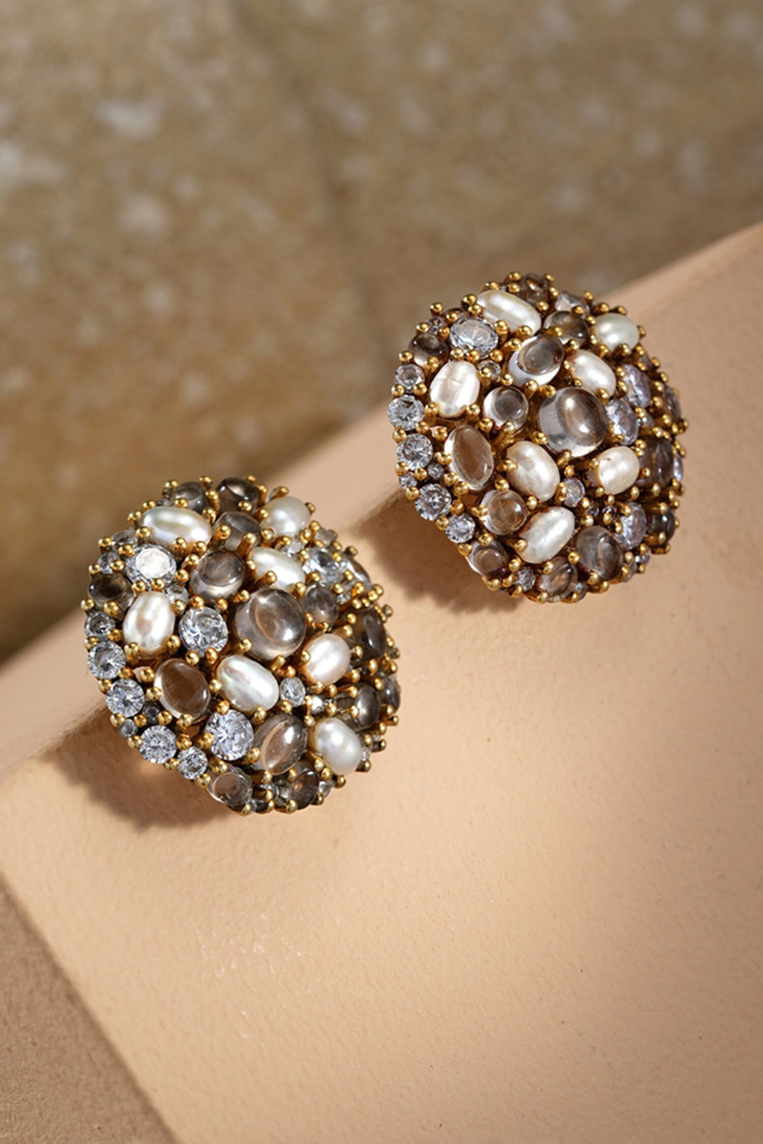 Pearl Embellished Silver Studs 