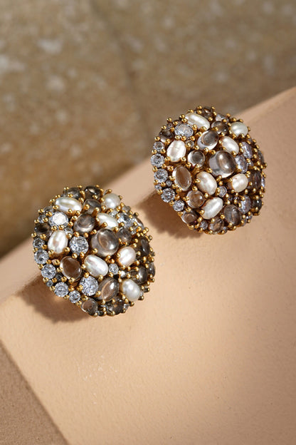 Pearl Embellished Silver Studs 