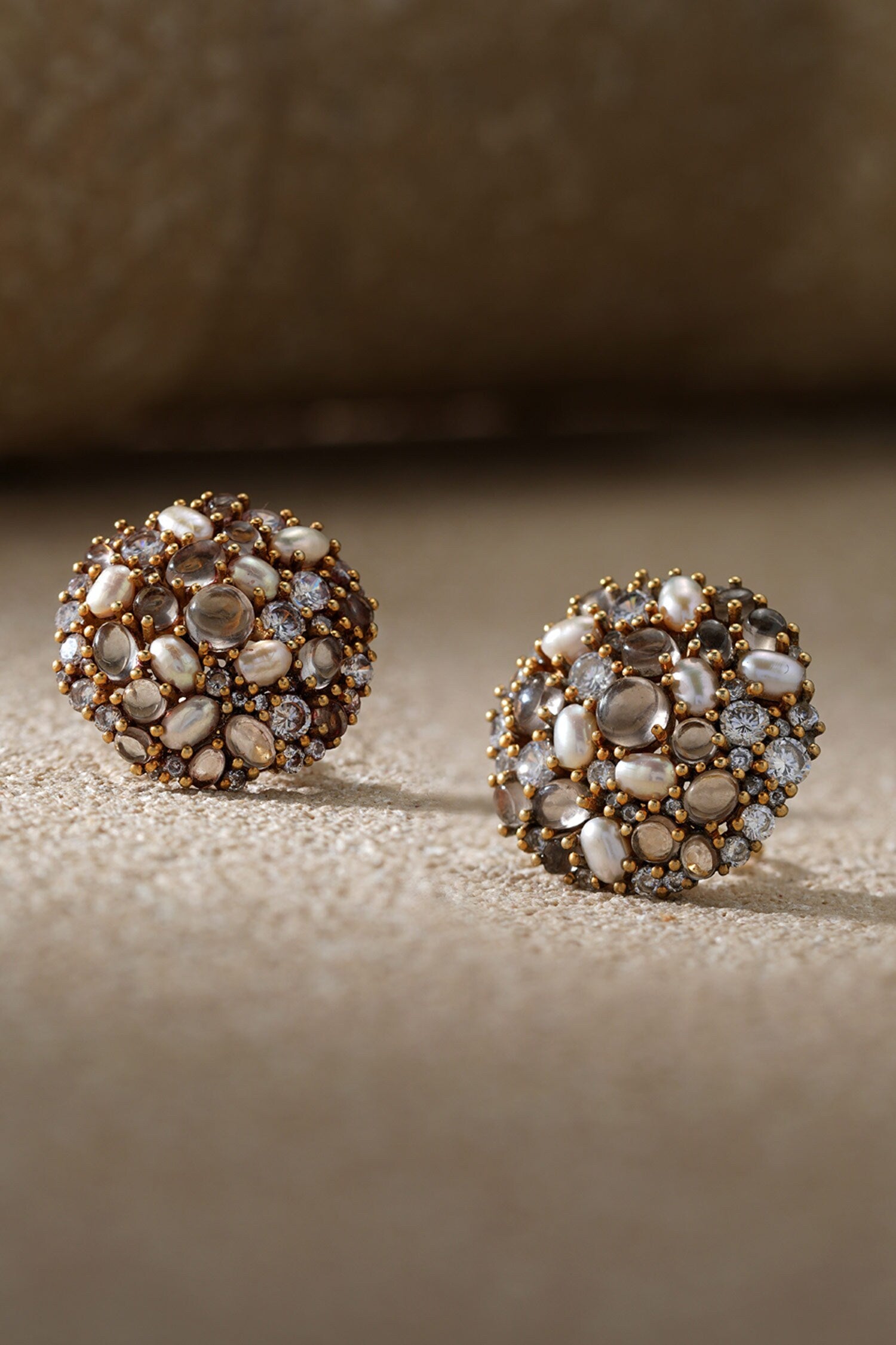 Pearl Embellished Silver Studs 