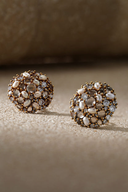 Pearl Embellished Silver Studs 