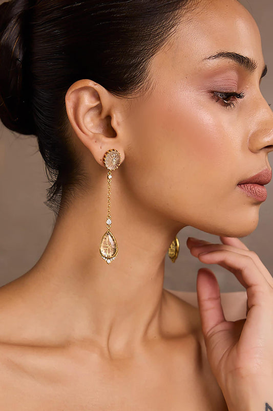Rock Crystal Long Earrings 