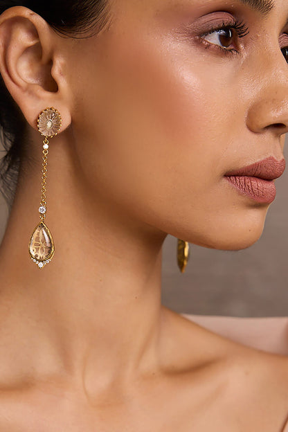 Rock Crystal Long Earrings 