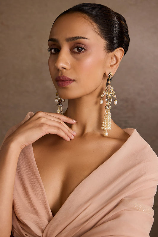 Melon Silver Pearl Danglers 