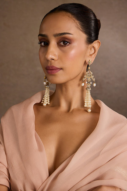 Melon Silver Pearl Danglers 