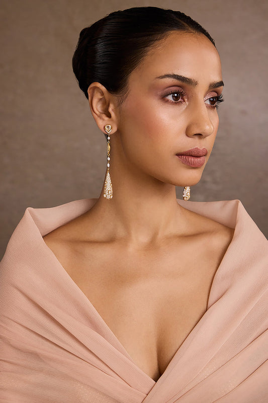 Diamond Studded Silver Earrings 