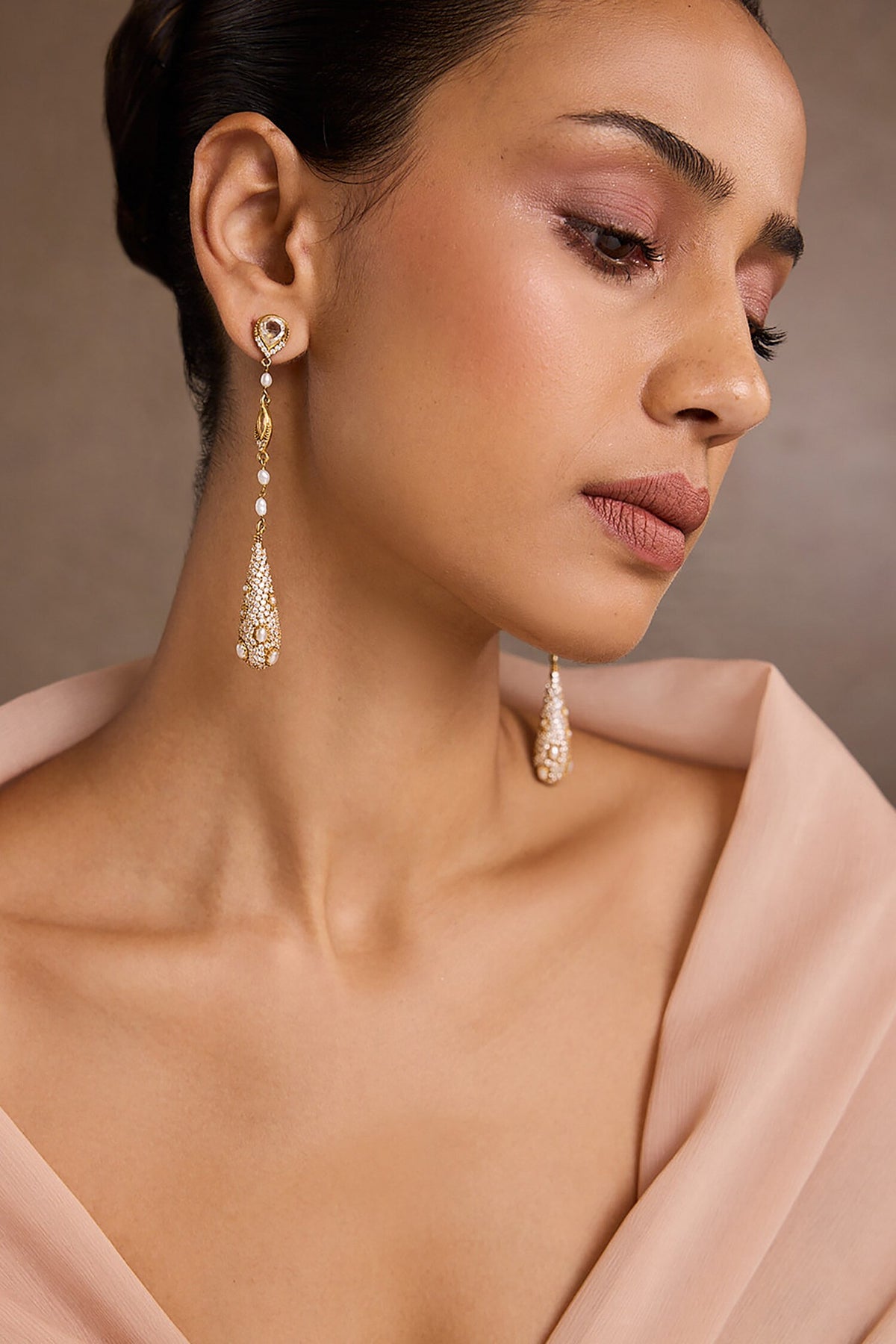 Diamond Studded Silver Earrings 