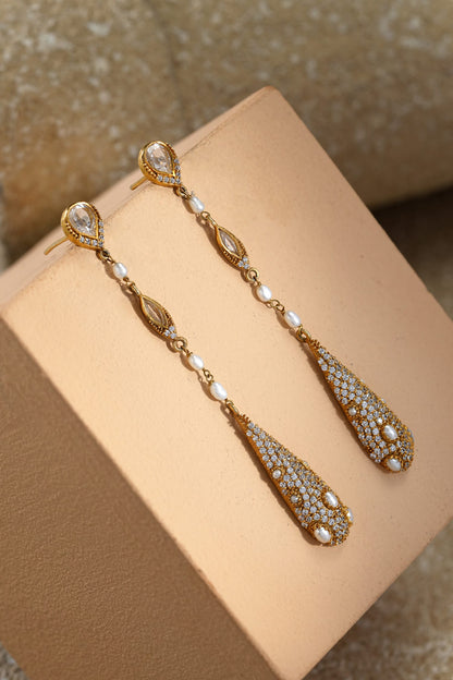 Diamond Studded Silver Earrings 