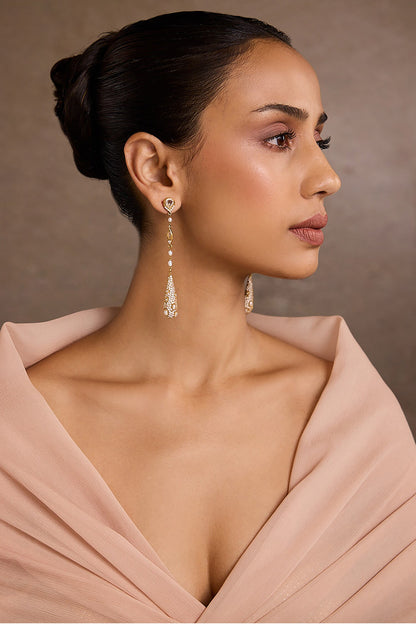 Diamond Studded Silver Earrings 