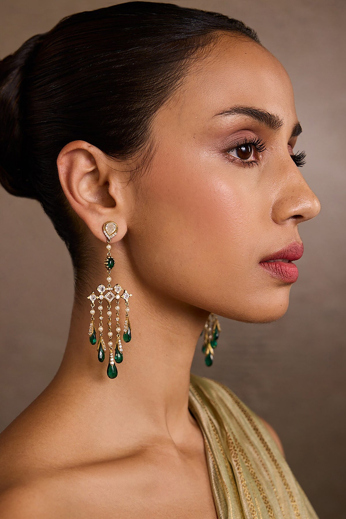 Emerald Green Silver Earrings 