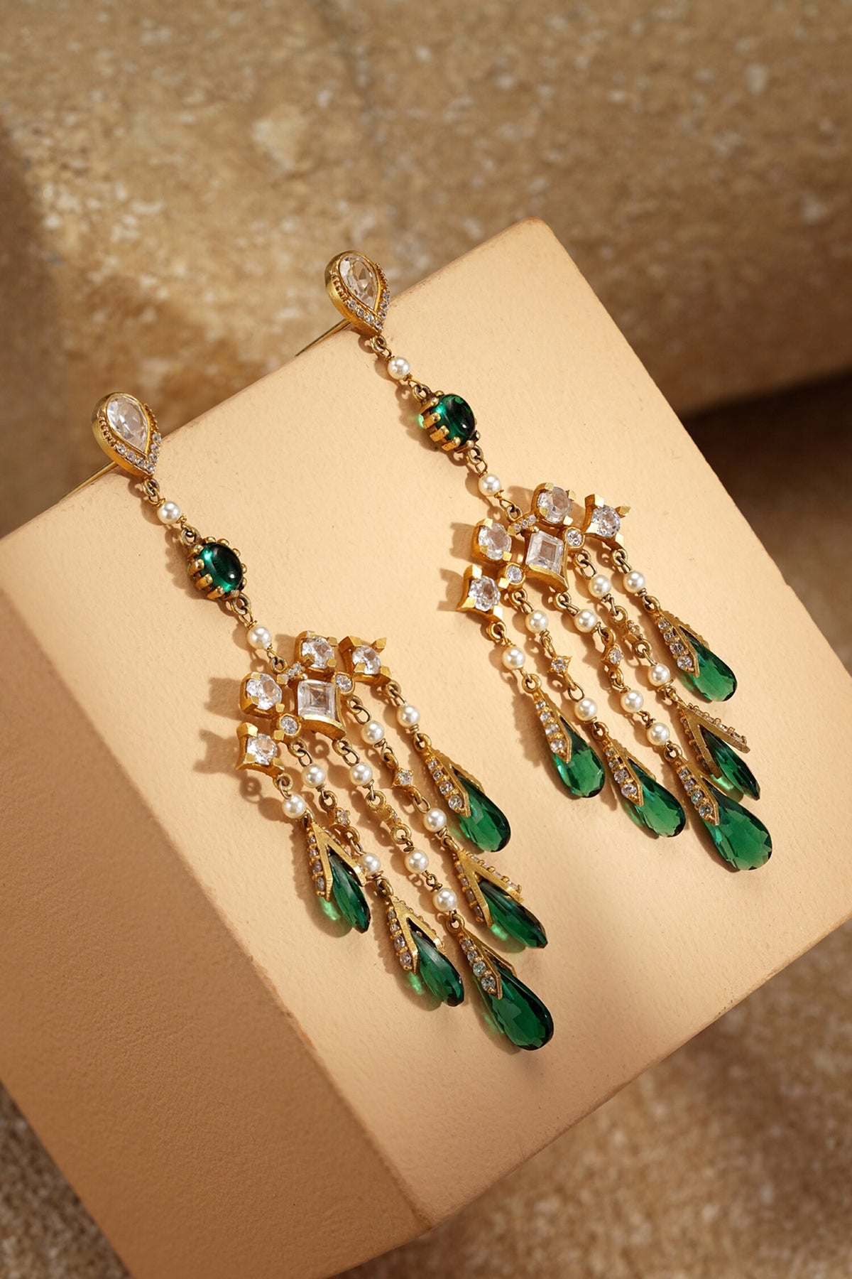 Emerald Green Silver Earrings 