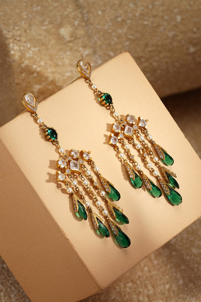 Emerald Green Silver Earrings 