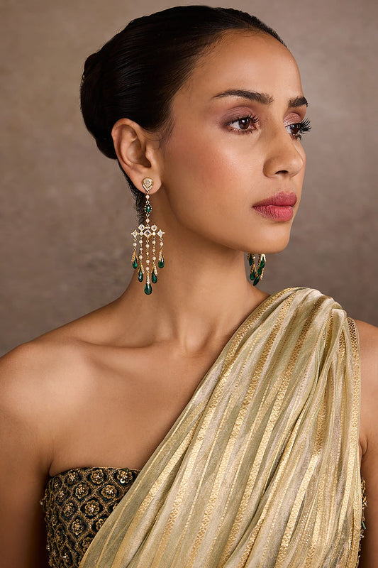 Emerald Green Silver Earrings 