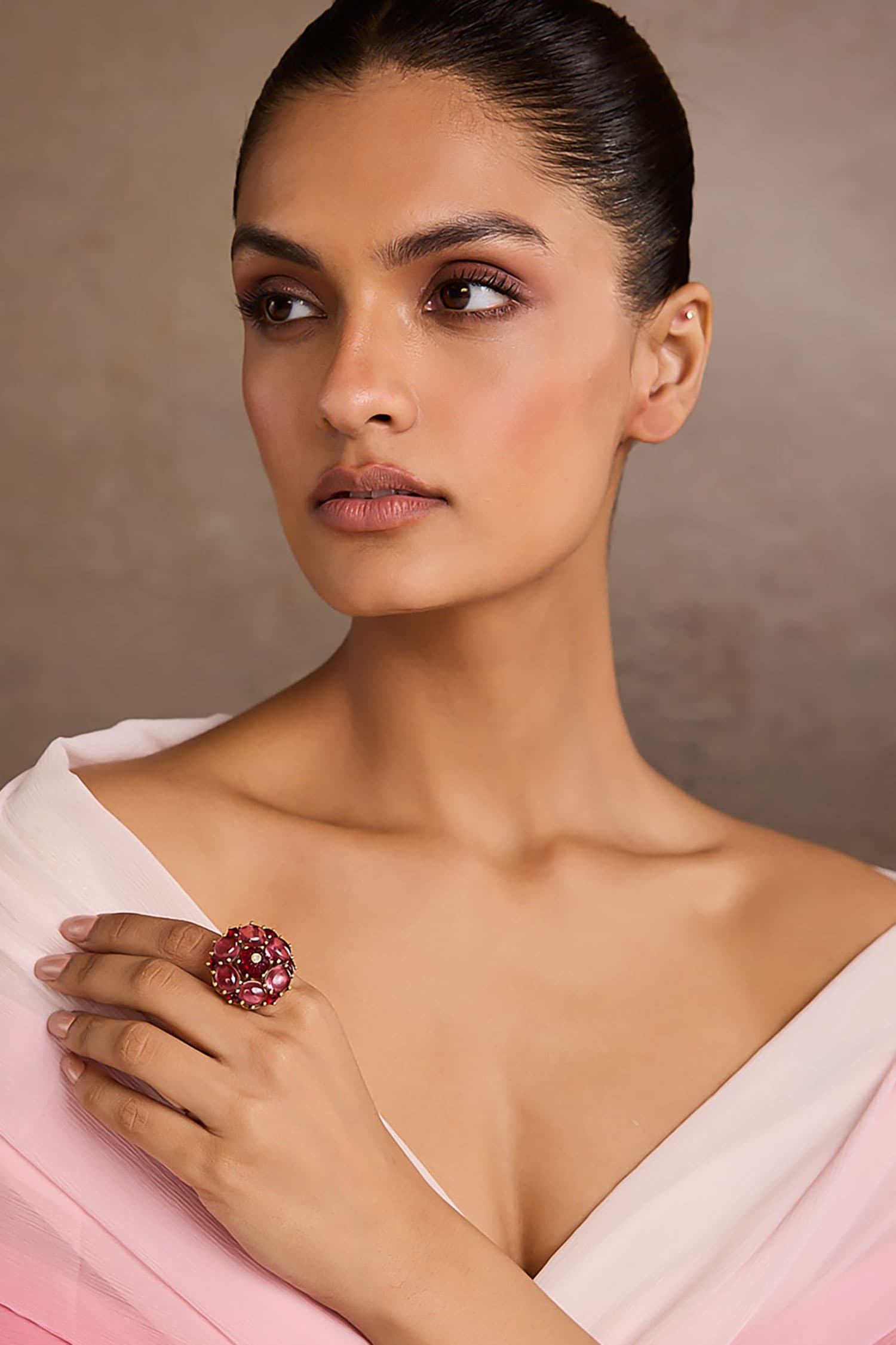 Ruby Pink Silver Ring 