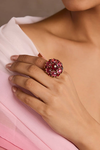Ruby Pink Silver Ring 