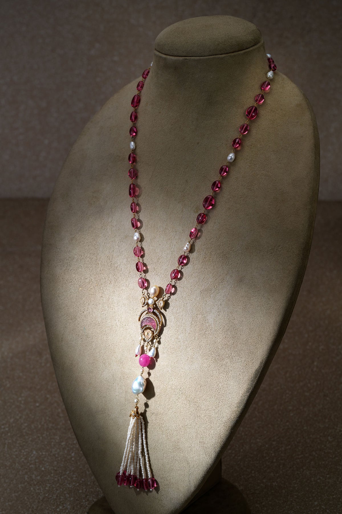 Carved Stone Silver Pendant Necklace 