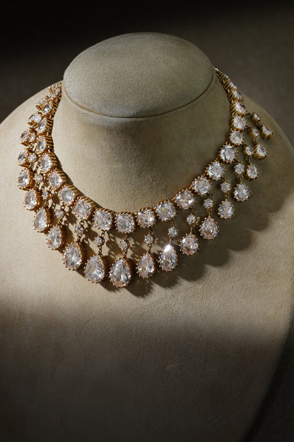 Gold Pear Collar Necklace 