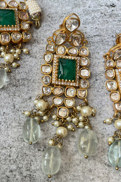 Kundan Green Choker & Earrings Set 