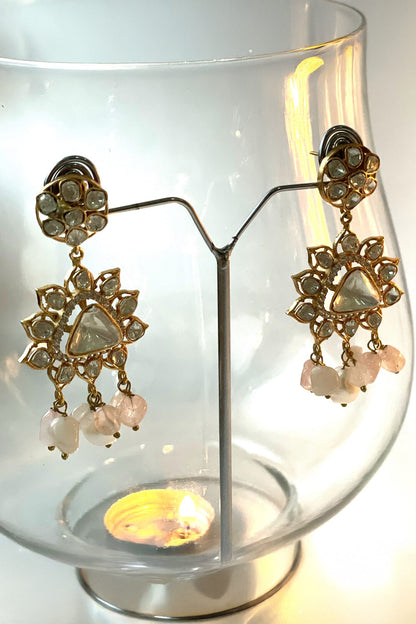 Pastel Pink Kundan Necklace & Earrings Set 