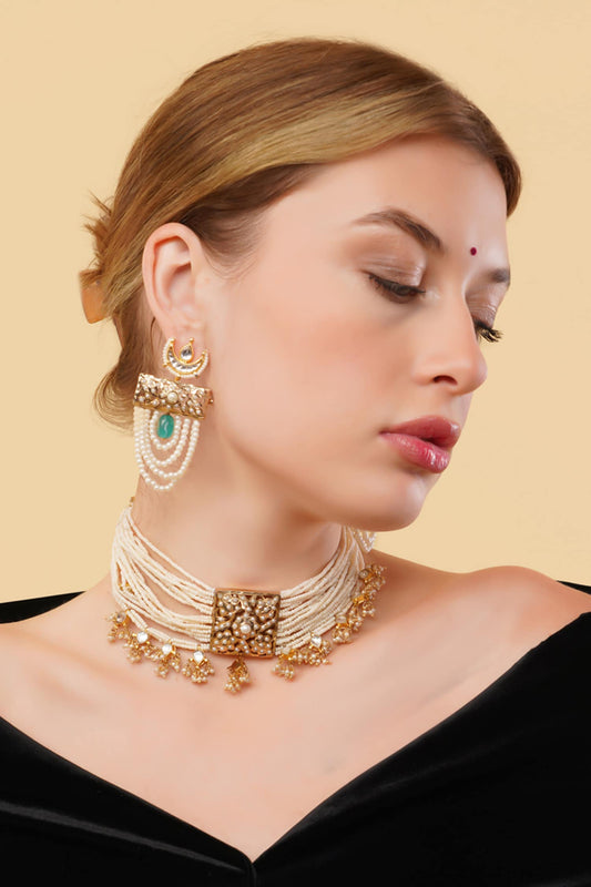 Gold-Plated Zarnigar Chokar Necklace 