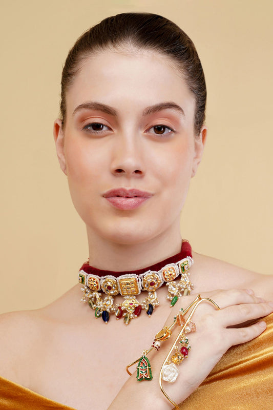 Naghma-e-Surkh Gold-Plated Choker Necklace 