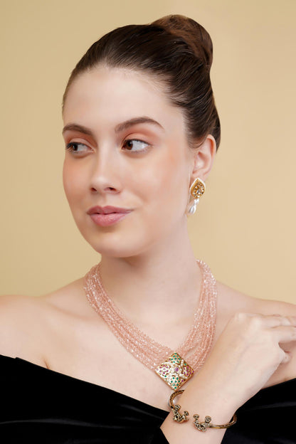 Gold-Plated Multi Strand Pendant Necklace 