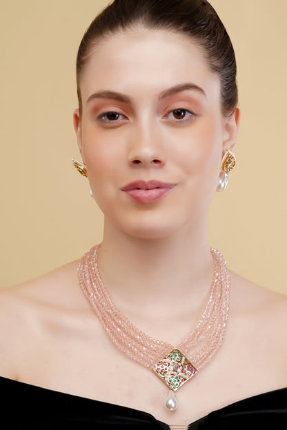 Gold-Plated Multi Strand Pendant Necklace 