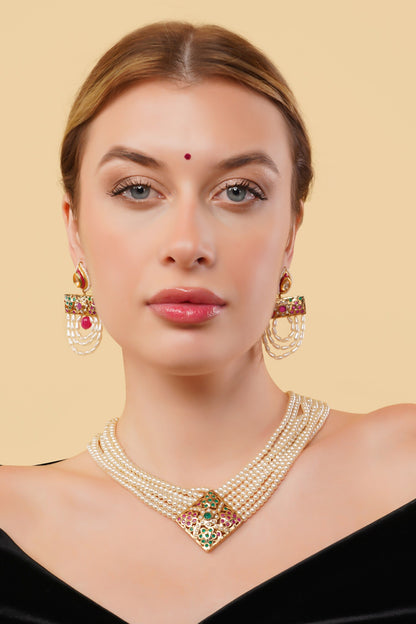 Gold-Plated Multi Strand Necklace 