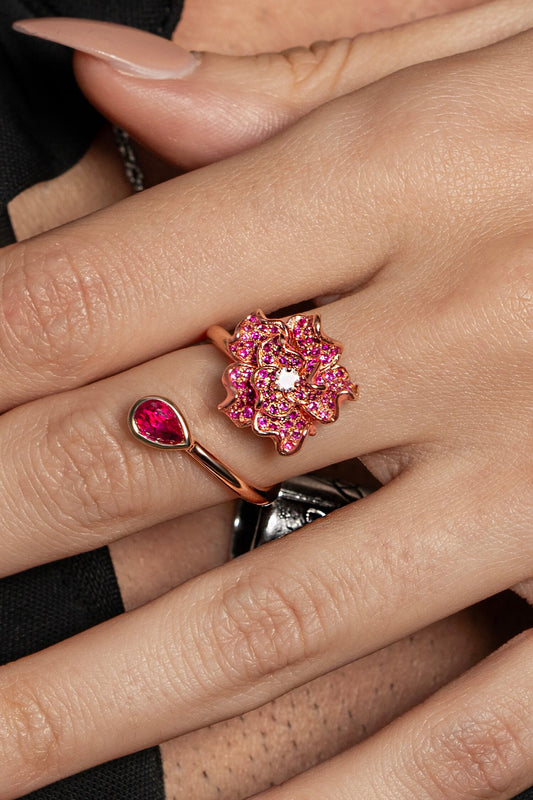 Rosabelle Ring with Ruby Red Stones 