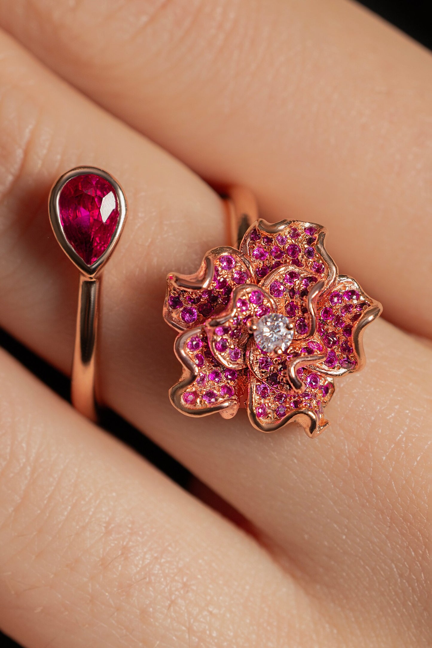 Rosabelle Ring with Ruby Red Stones 