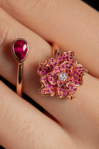 Rosabelle Ring with Ruby Red Stones 