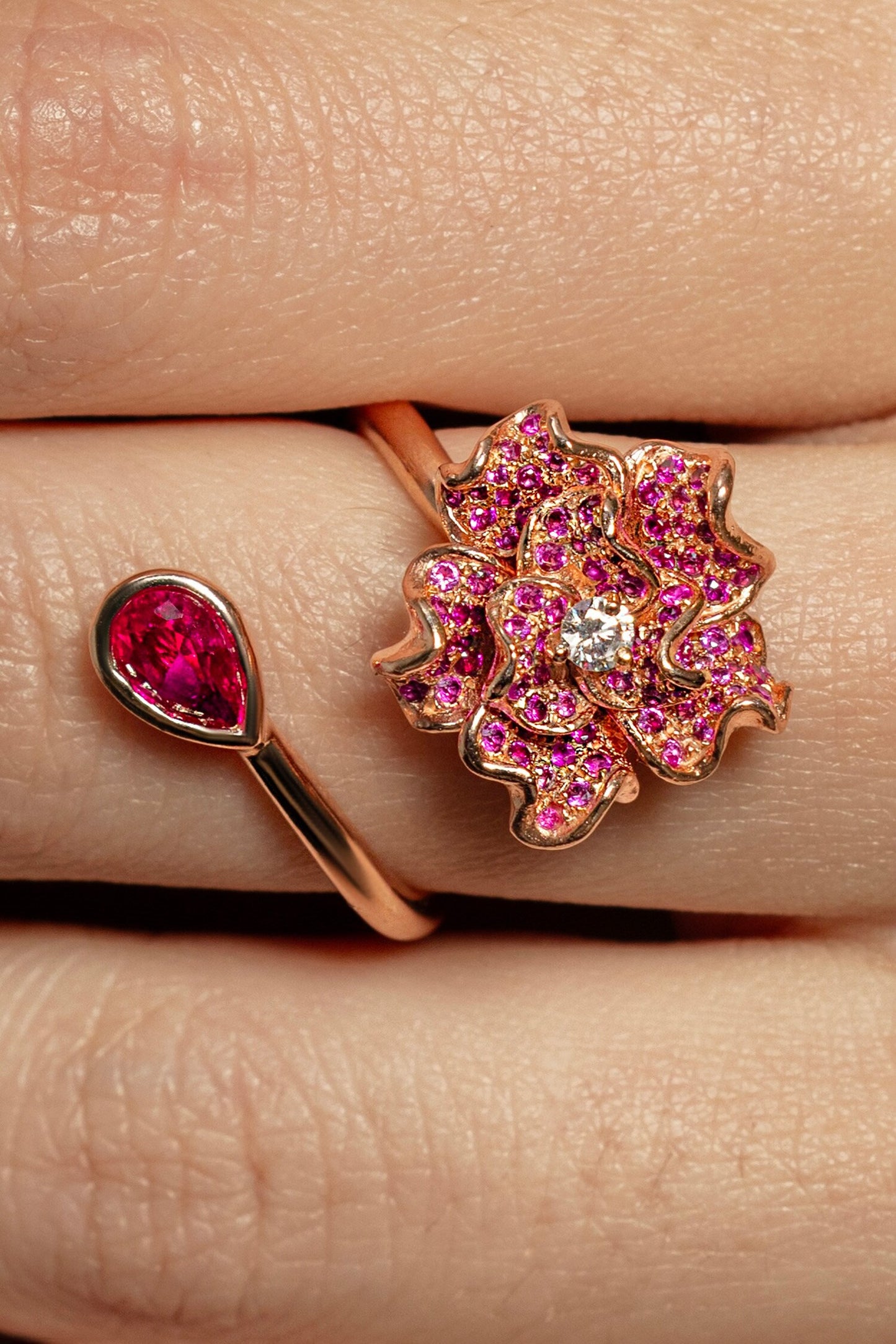 Rosabelle Ring with Ruby Red Stones 