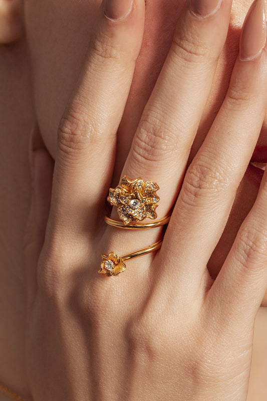 Floral Design Gold Plated Ring 