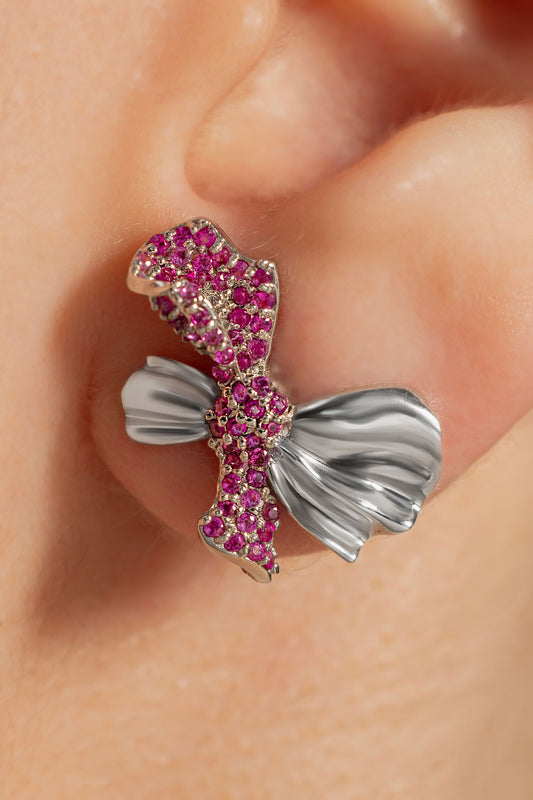 Princess Ribbon Stud Earrings 