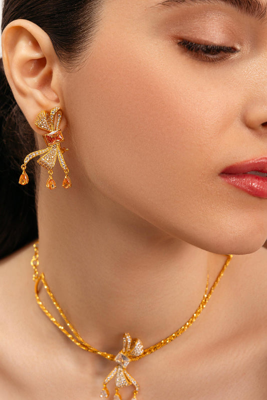 Diamond Bow Earrings 
