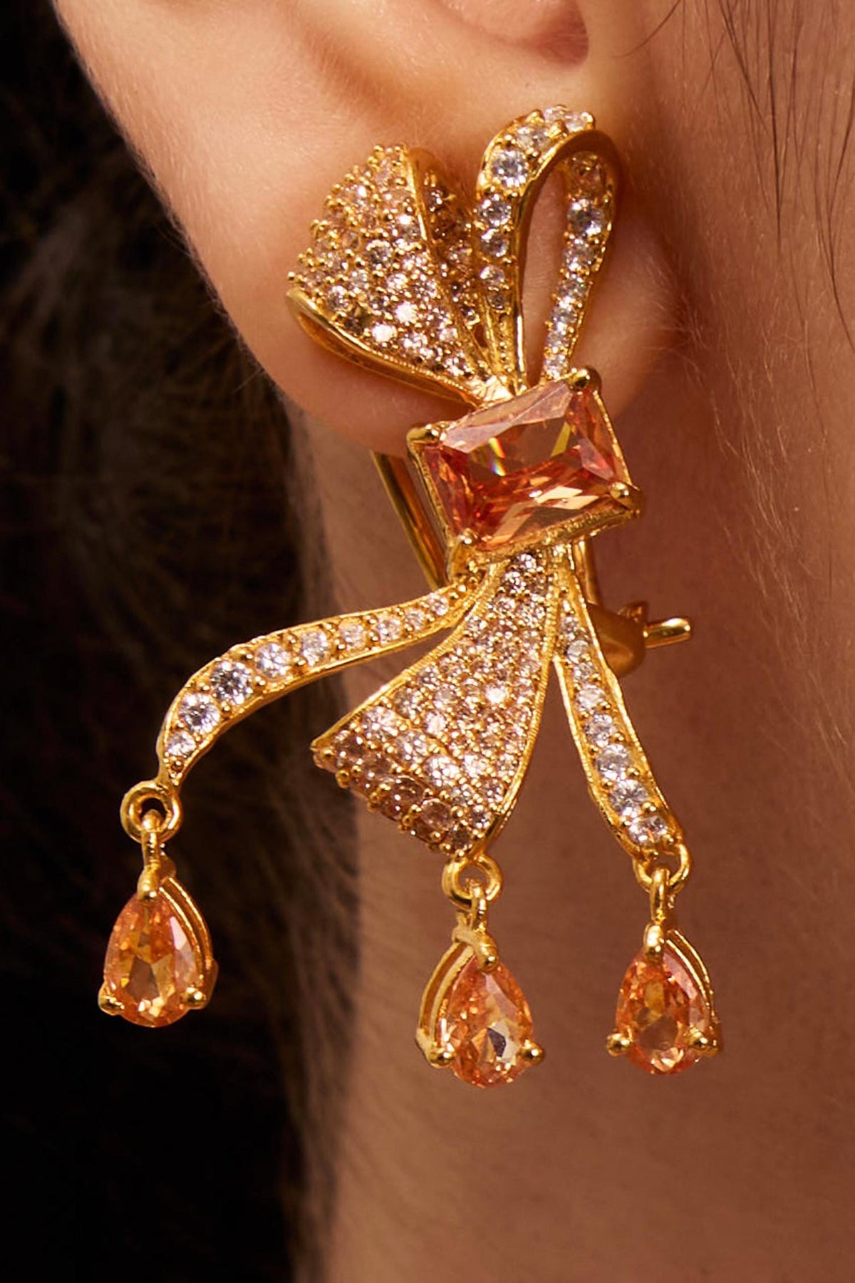 Diamond Bow Earrings 