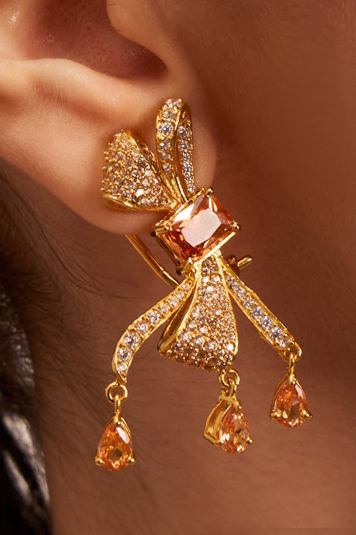 Diamond Bow Earrings 