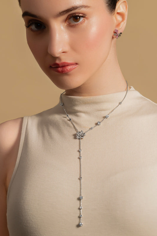 Emoro Silver Necklace with Semi Precious Diamonds 