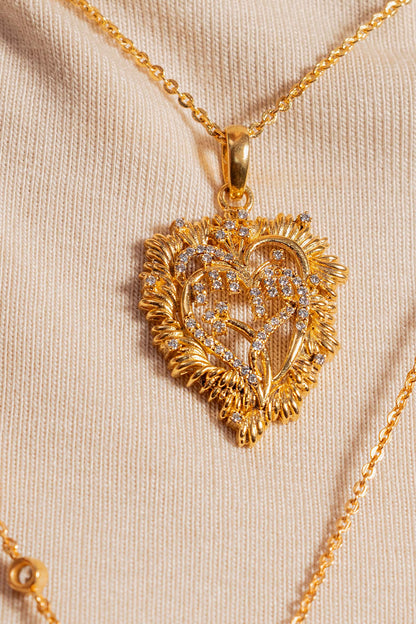 Double Entwined Heart Pendant Necklace 