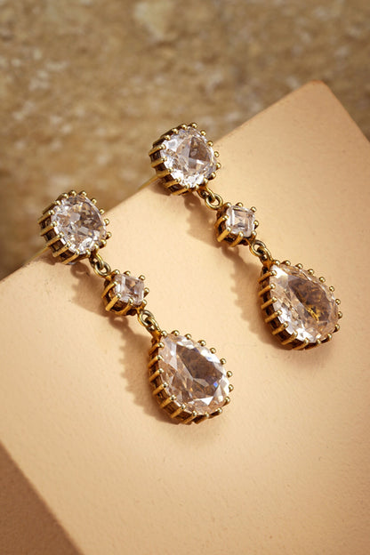 Pear Cushion Silver Danglers 