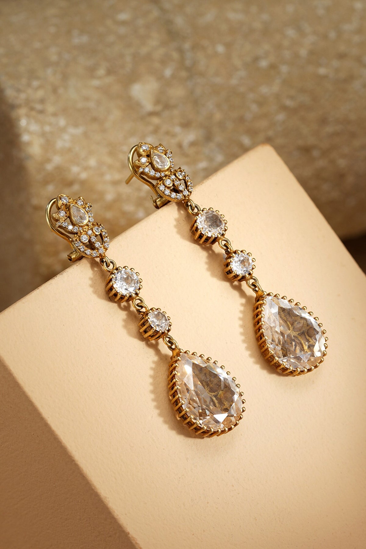 Pear Cushion Silver Danglers 