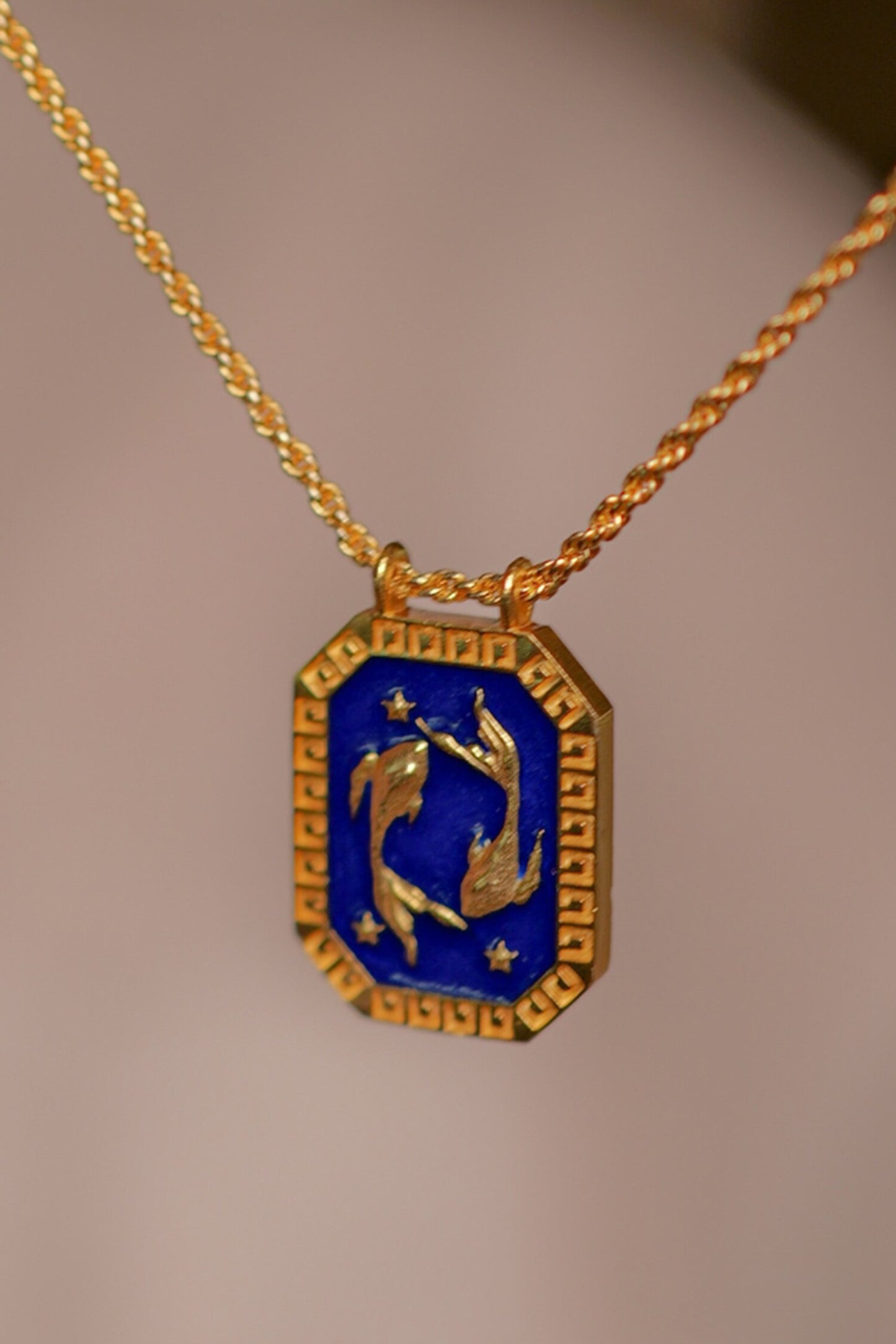 Pisces Zodiac Tablet Necklace 