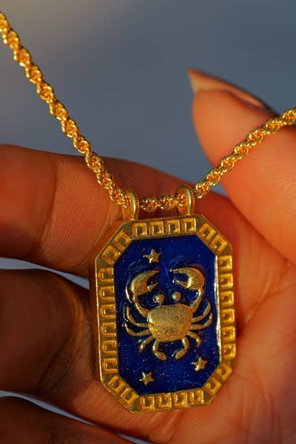 Cancer Zodiac Tablet Necklace 
