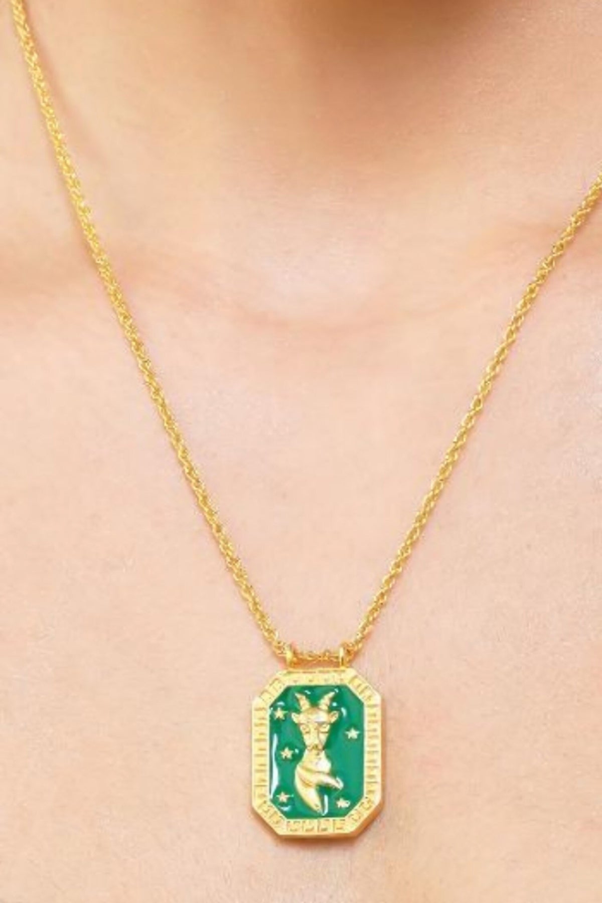Capricorn Zodiac Tablet Necklace 
